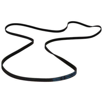 Black belt with visible brand name on a white background