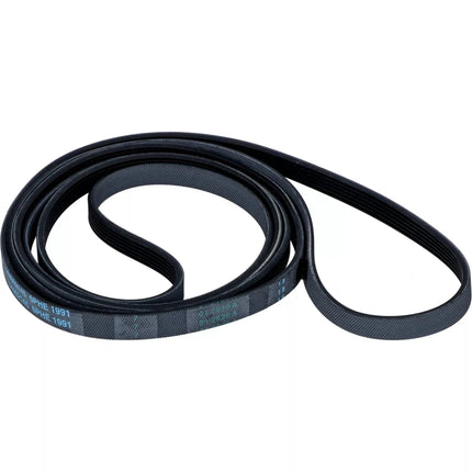 Black belt with blue text on a white background