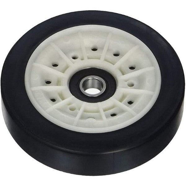 Wheel with black outer rim and white center on a white background