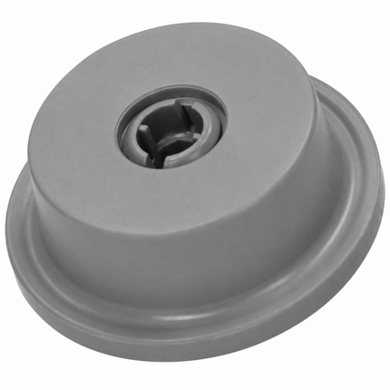 A gray plastic circular component with a raised rim and a recessed center opening, shown on a plain white background.