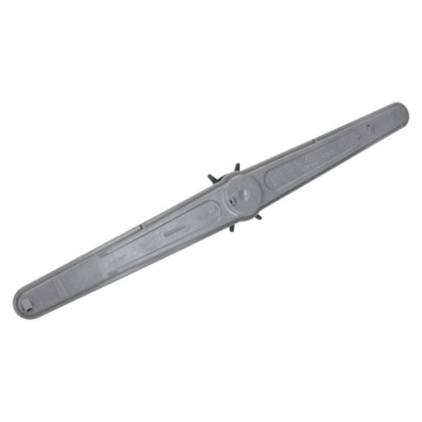 Mower blade with a label on a white background