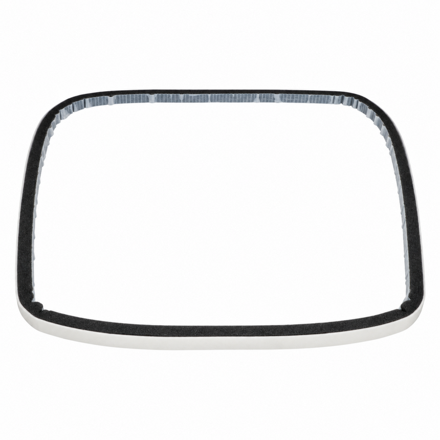 A square-shaped black rubber gasket with rounded corners, shown against a plain white background.