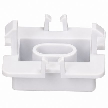 White plastic bracket on a white background