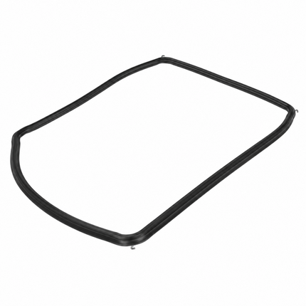 A black rubber door seal or gasket trim piece shown on a plain white background.