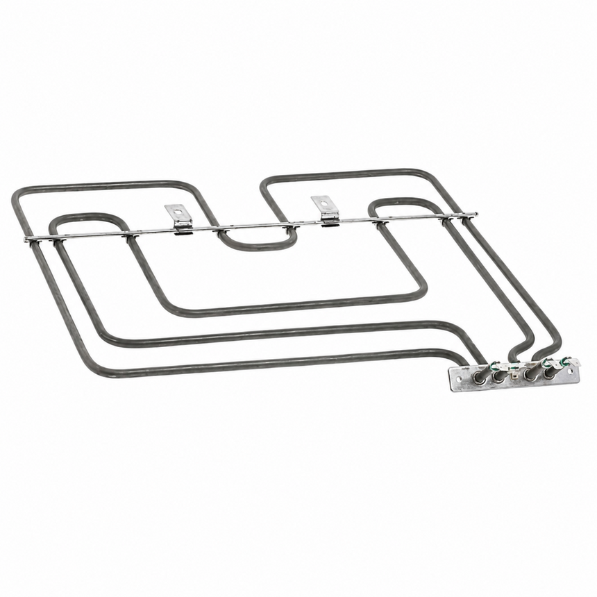 Metal heating element on a white background