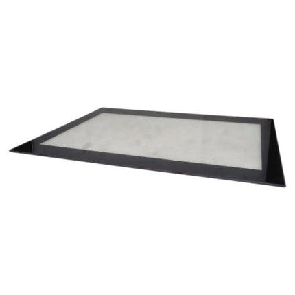 Rectangular black frame with white center on a white background