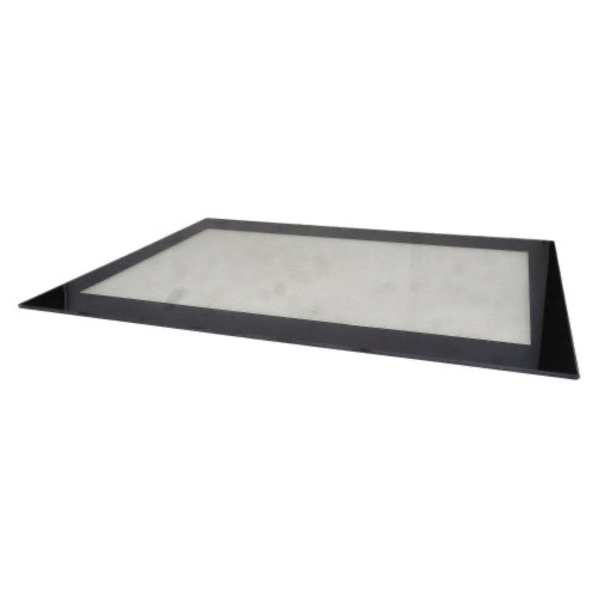 Rectangular black frame with white center on a white background