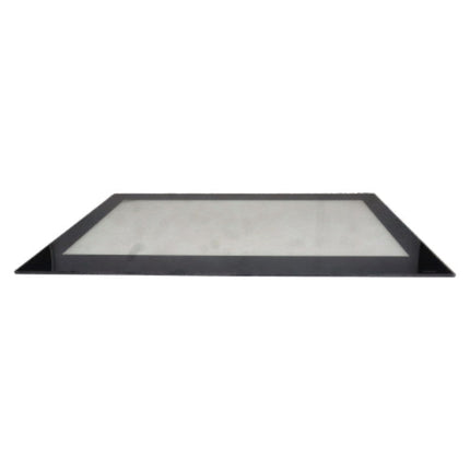 Rectangular glass panel with black frame on a white background