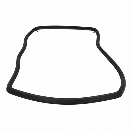 A black rubber window seal or weatherstrip gasket shown on a plain white background.
