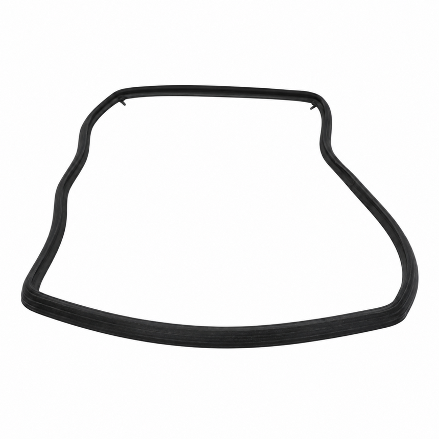 A black rubber window seal or weatherstrip gasket shown on a plain white background.