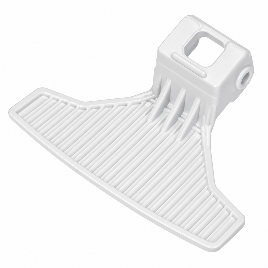 White plastic replacement part with a ribbed fan-like base and a square mounting bracket, shown on a plain white background.