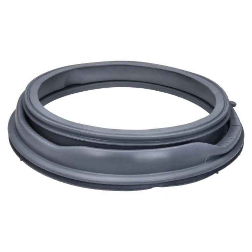 A dark gray rubber door seal or weatherstripping gasket shown on a plain white background.