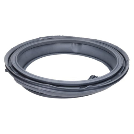 A dark gray circular rubber seal or gasket, photographed on a clean white background.