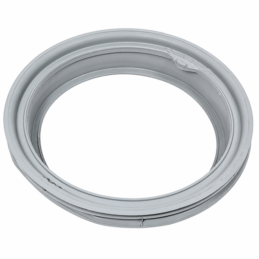 A light gray appliance replacement seal or gasket ring, photographed on a solid white background.