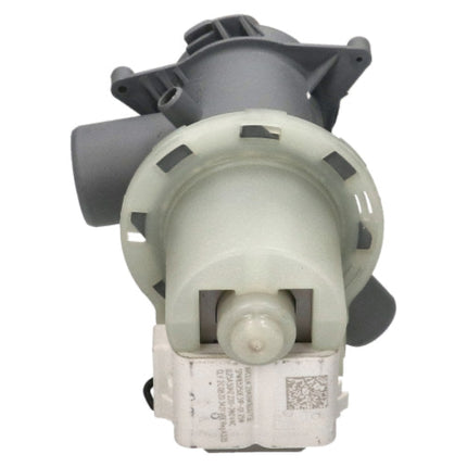Mechanical pump with gray and white components on a white background