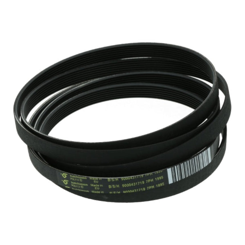 Black belt with visible branding and text on a white background