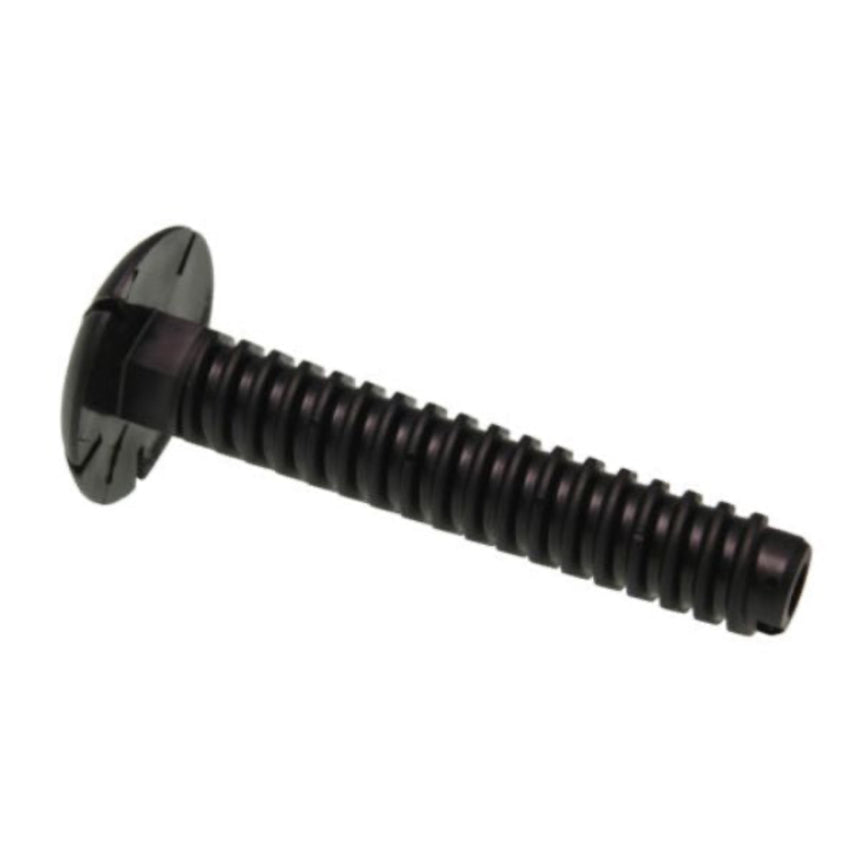 Black screw on a white background