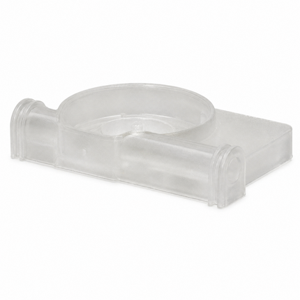 Clear plastic object on a white background