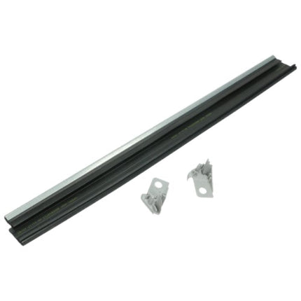 Metal track with two brackets on a white background
