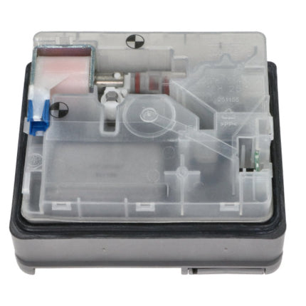 Mechanical component with visible internal parts on a white background