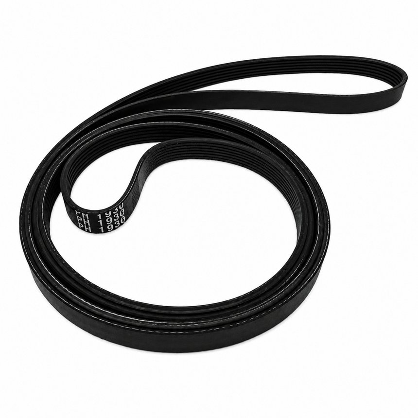 Black belt with text on a white background