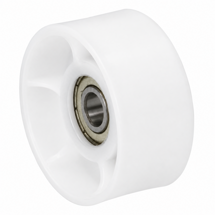 White roller with metal bearing on a white background