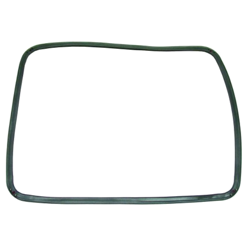 A dark green rubber door seal or gasket shown flat against a solid white background.