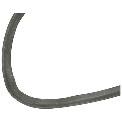A curved dark gray ribbed rubber or plastic trim strip shown on a plain white background.