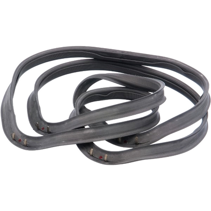 A coiled black rubber replacement seal, likely a refrigerator or freezer door seal, shown on a plain white background.