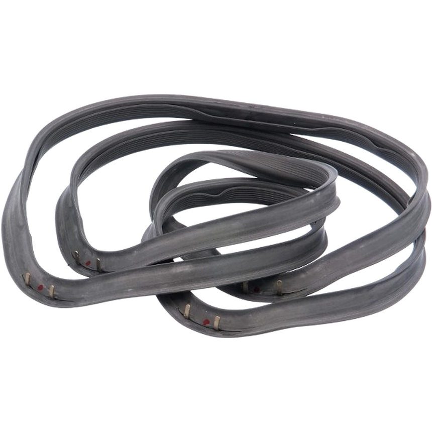 A coiled black rubber replacement seal, likely a refrigerator or freezer door seal, shown on a plain white background.