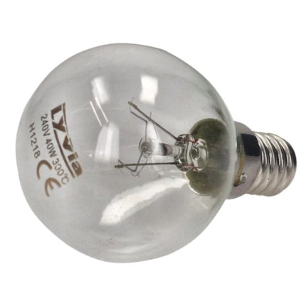 Clear light bulb with E27 base on a white background
