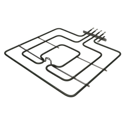 Black metal oven rack with a five-prong burner connector at the top, shown on a plain white background.