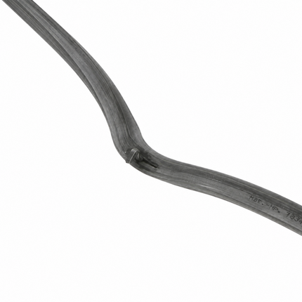 A close-up of a dark gray curved structural component or rod with a small metal connector, shown against a plain white background.