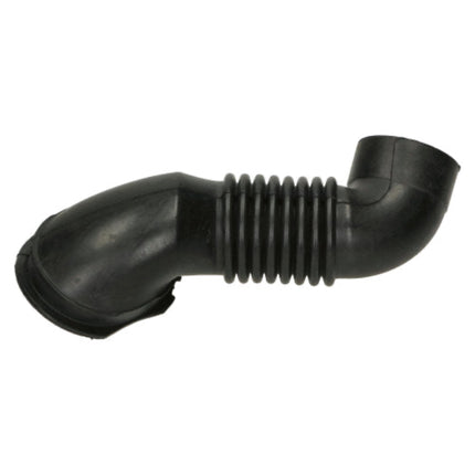 Black rubber hose fitting on a white background