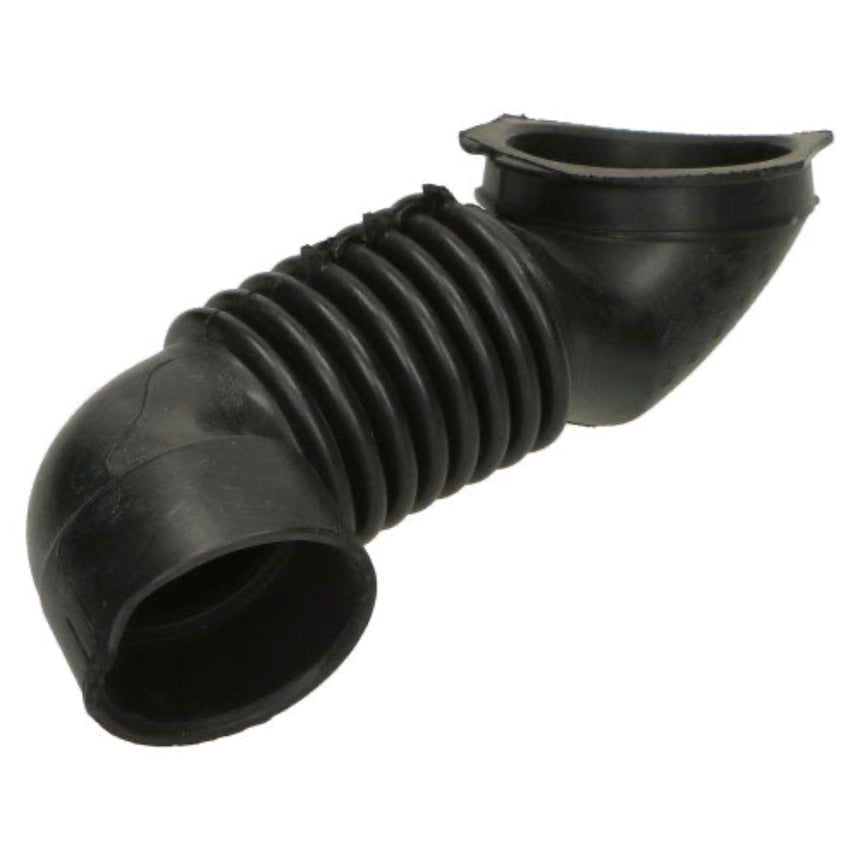 Black rubber hose connector on a white background