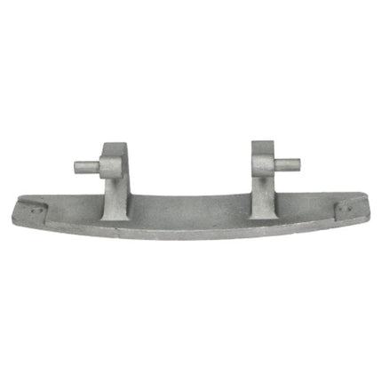 A curved metal bracket or mounting plate with two vertical posts and short horizontal bars extending from the top, shown on a plain white background.
