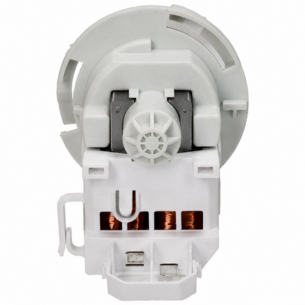 White plastic appliance replacement part, likely a motor assembly or control component, shown against a plain white background.