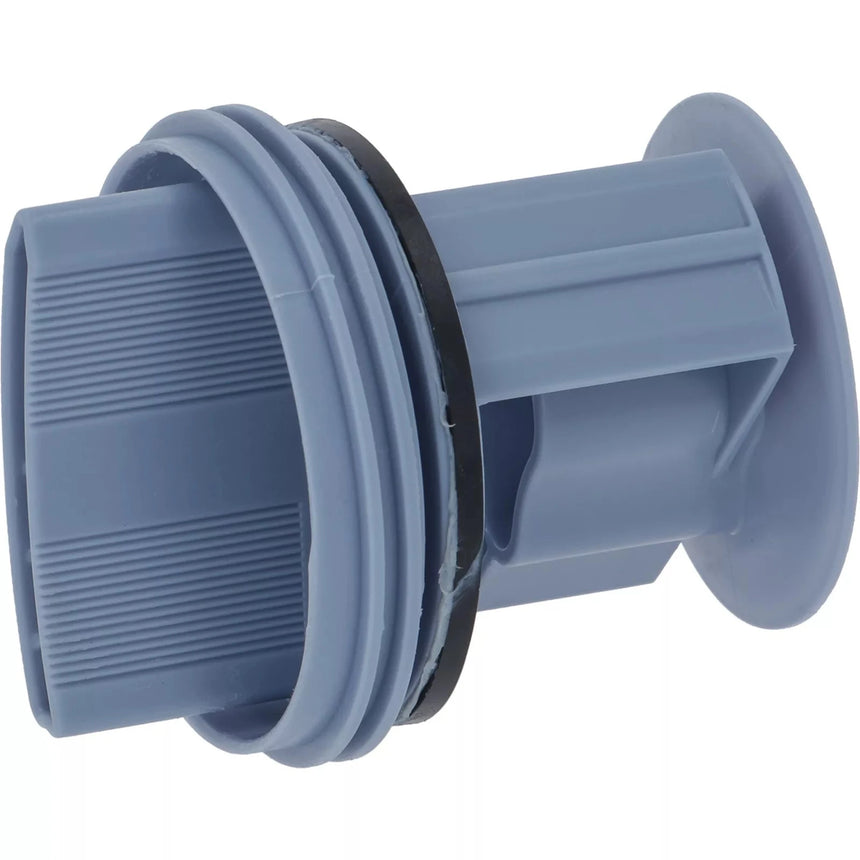 Blue plastic fitting on a white background