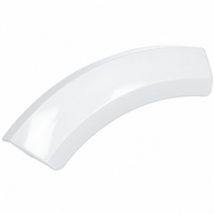A glossy white curved plastic component, likely a bumper cover or trim piece, shown on a plain white background.