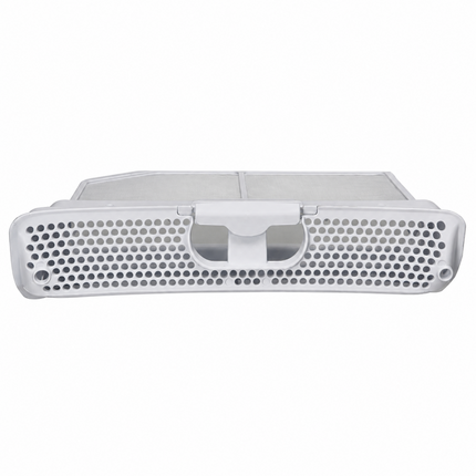 A white plastic car sun visor filter insert with a honeycomb pattern and a central mounting tab, shown against a plain white background.