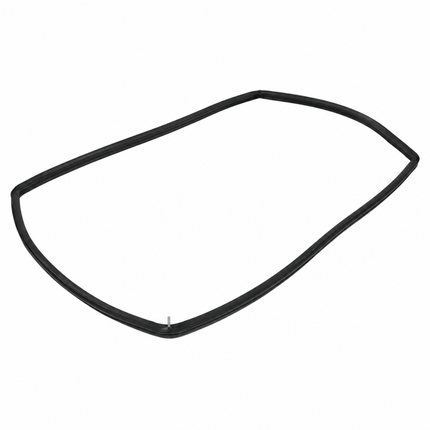 A black rubber window seal or weatherstrip gasket shown on a plain white background.