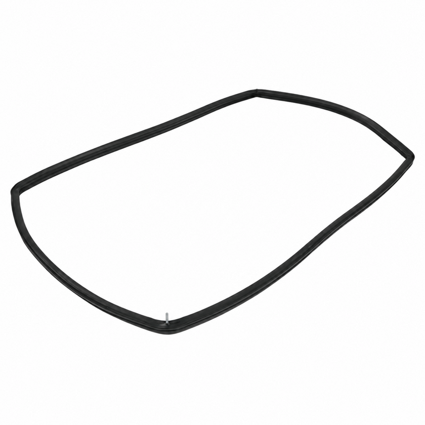 A black rubber window seal or weatherstrip gasket shown on a plain white background.