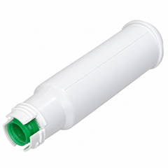A white cylindrical replacement filter cartridge with a green inner filter element visible at the threaded end, shown on a plain white background.