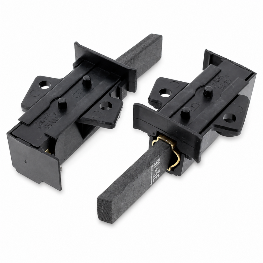 Two black plastic electrical push-in connectors with a gold metal ring terminal, shown on a white background.