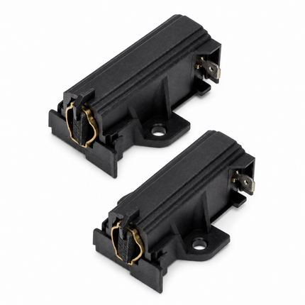 Two black plastic electrical connectors with gold-toned metal contacts, shown on a plain white background.