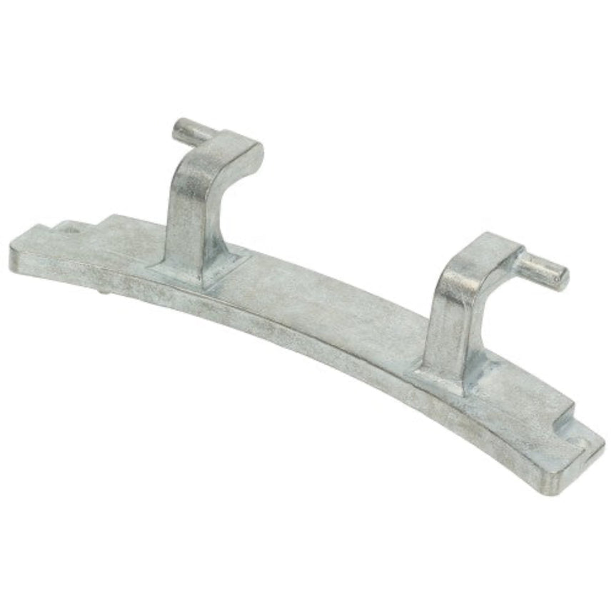 Metal bracket with two hooks on a white background