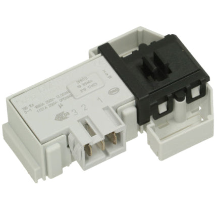 A white and black plastic electrical connector component with three terminal contacts, shown on a plain white background.