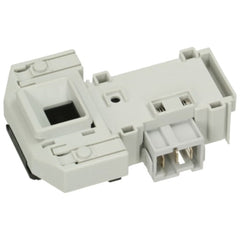 A light gray plastic electronic connector component with a black recessed area on one side and three metal pins visible in the terminal block, isolated on a white background.