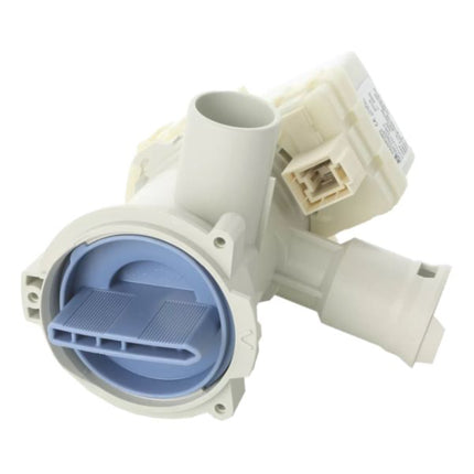 Mechanical component with white and blue parts on a white background