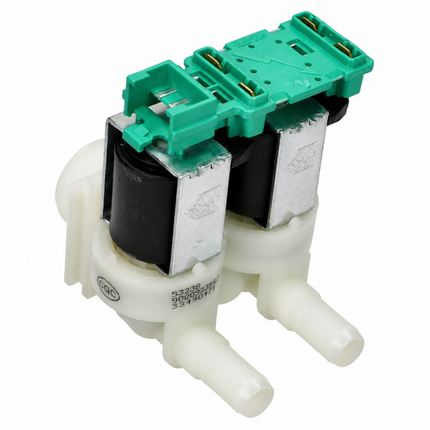 Mechanical component with green and white parts on a white background